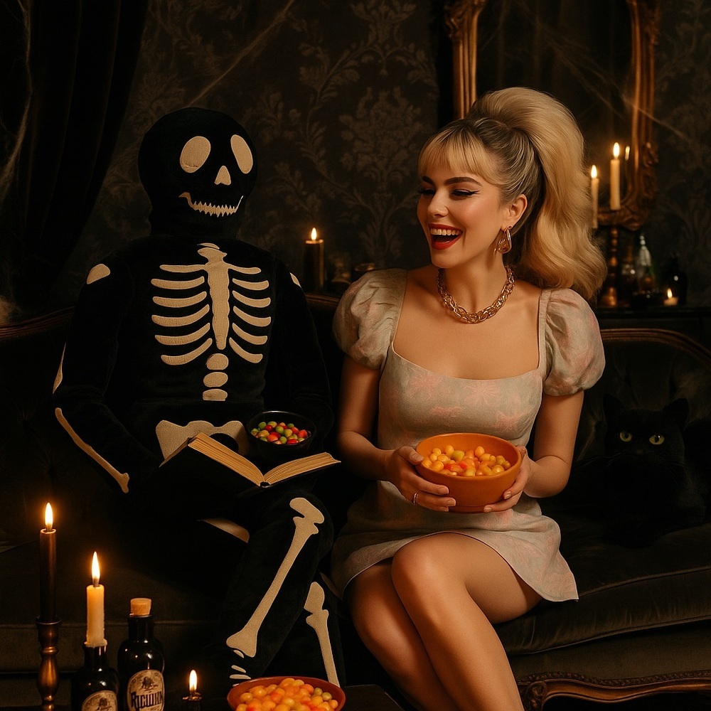 Isaac Mizrahi Plush Skeleton Halloween Decor Black Gold Bones 5 Ft NWT